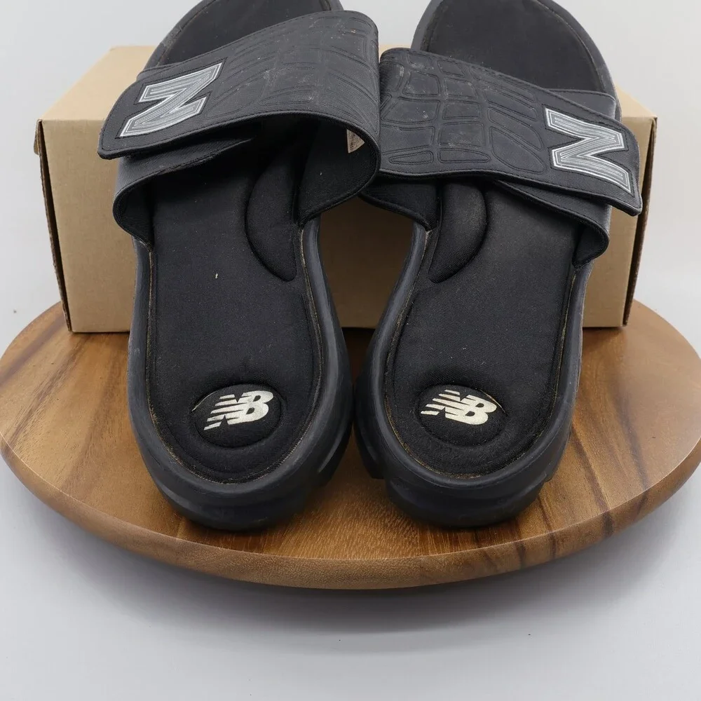 New Balance Men's US 12 Black Gray Adjustable Strap Slide Sandals